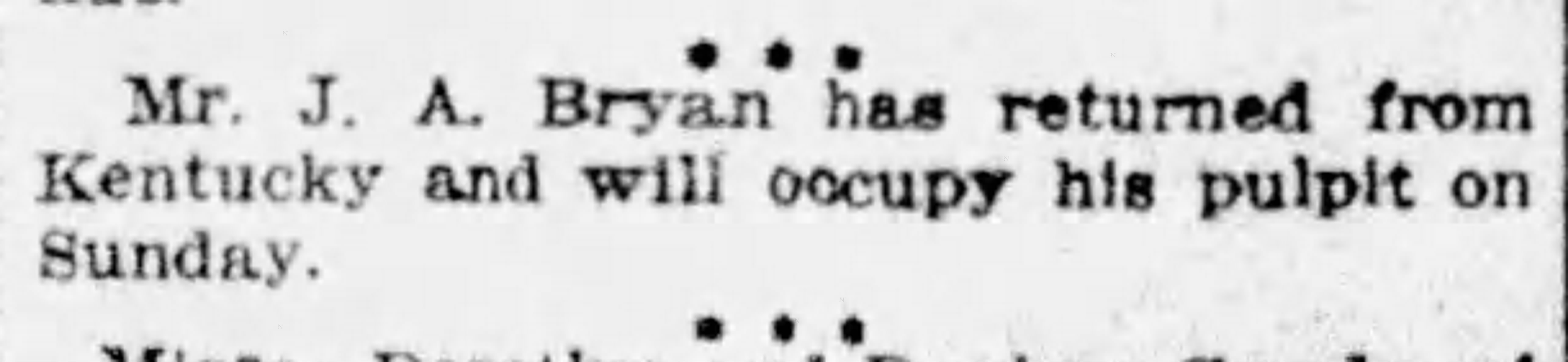 Returned from Kentucky